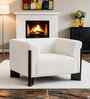 Octavia Boucle Fabric Lounge Chair In White Colour