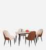 Octavia Marble Top 4 Seater Dining Set In White Colour