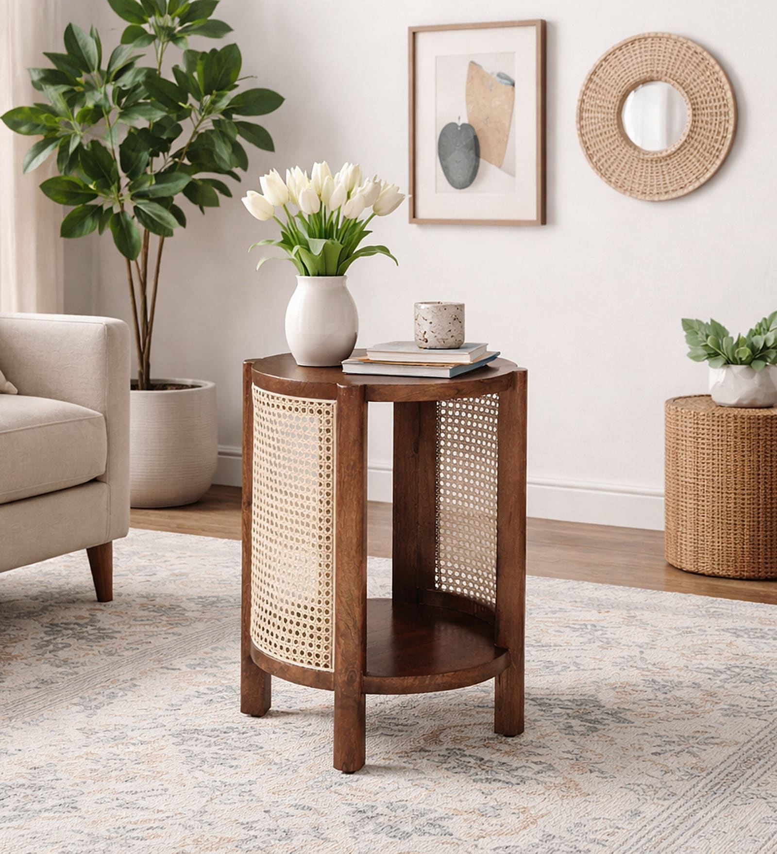 Odense Mango Wood End Table In Tubbaq Finish