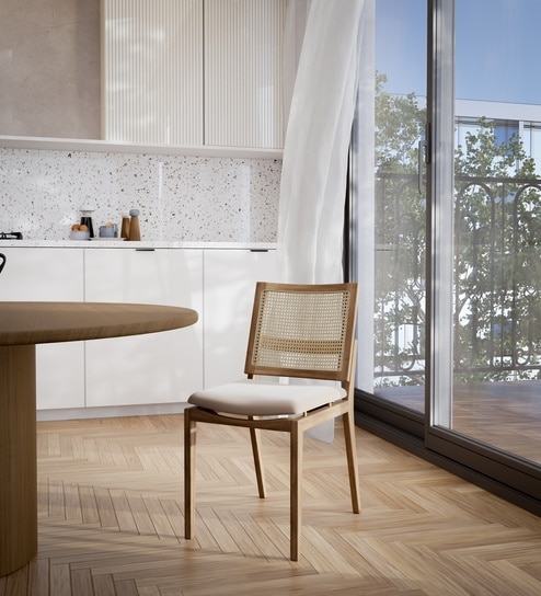 Odin Dolma Teak Wood Dining Chair in Oak Finish