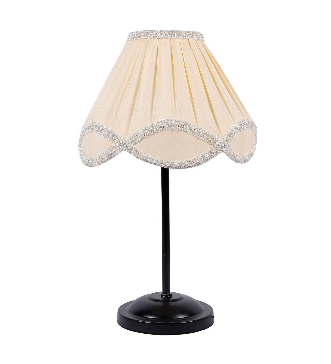 Buy Off White Cotton Shade Table Lamp with Metal Base by Tu Casa Online