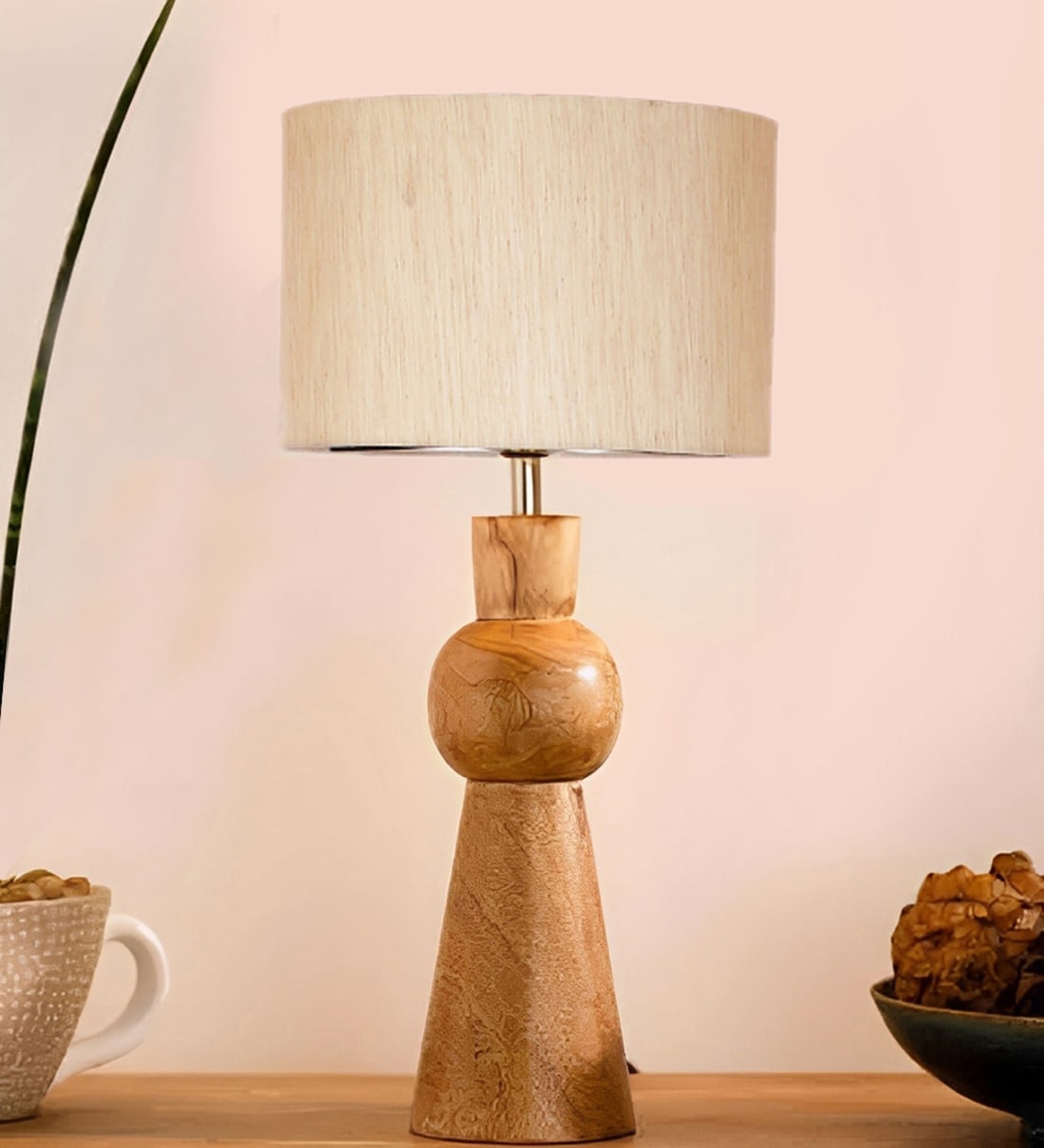 Pepperfry Table Lamps Lillee Table Lamp In Wood With An Ebony Finish