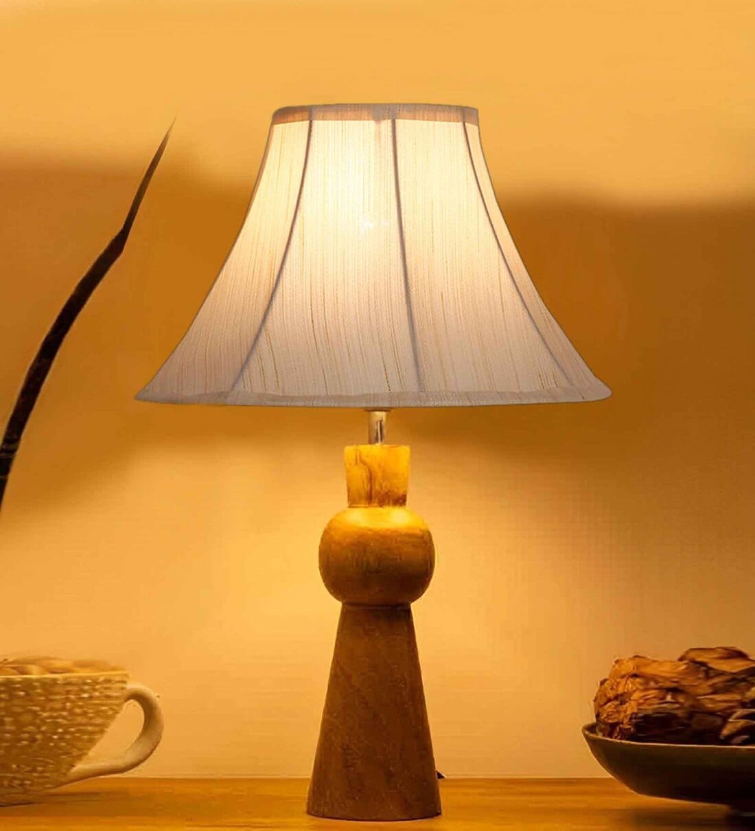 Vintage Wooden Nightstand Lamps Vintage Floral Inlay Wooden