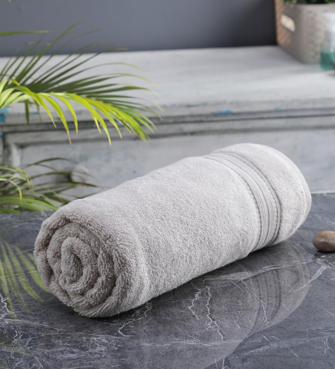 Buy Off White Premium Cotton 700 GSM Solid Bath Towel by Turkish Bath