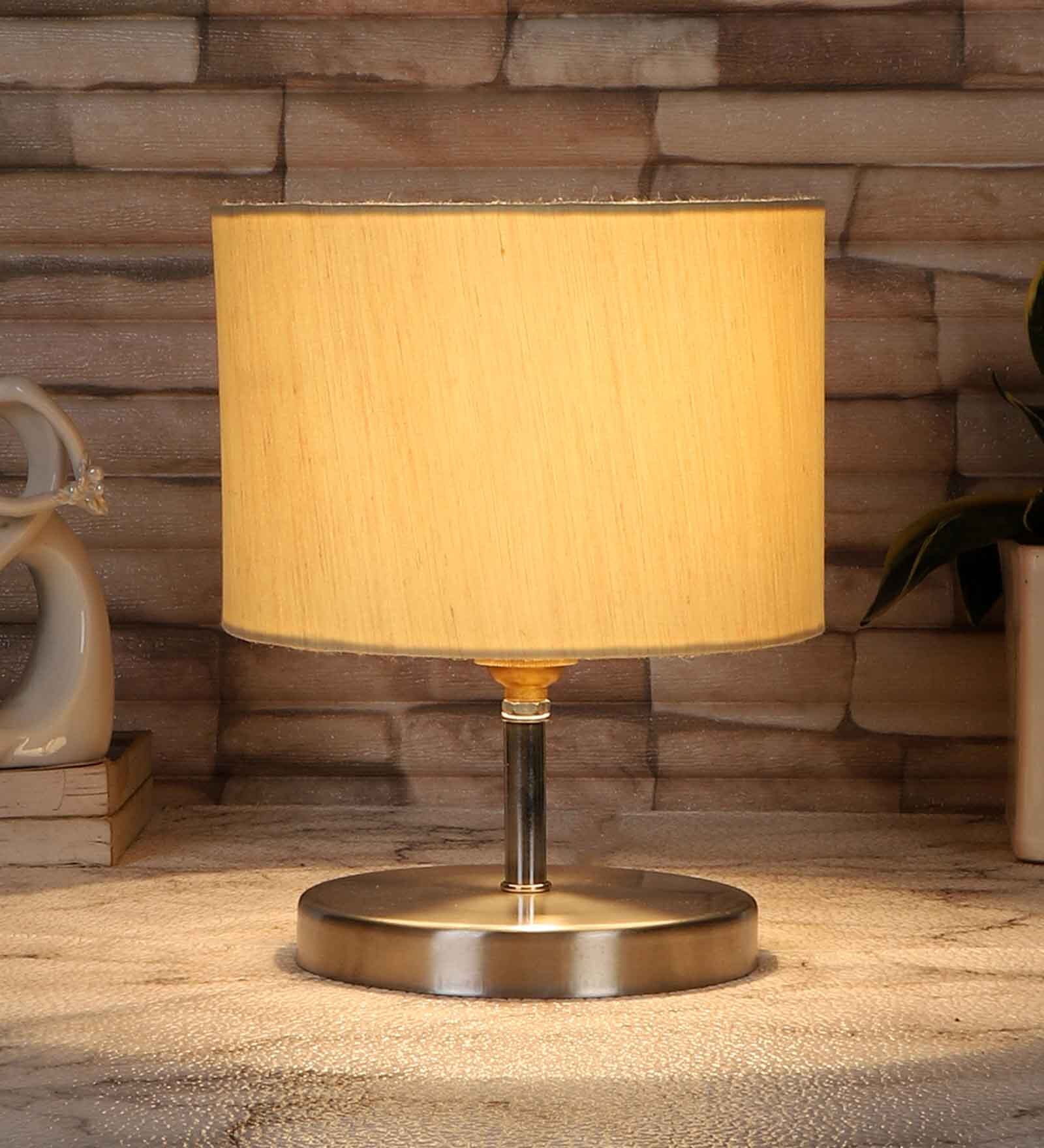 Off- White Cotton table lamp with Steel Base -57