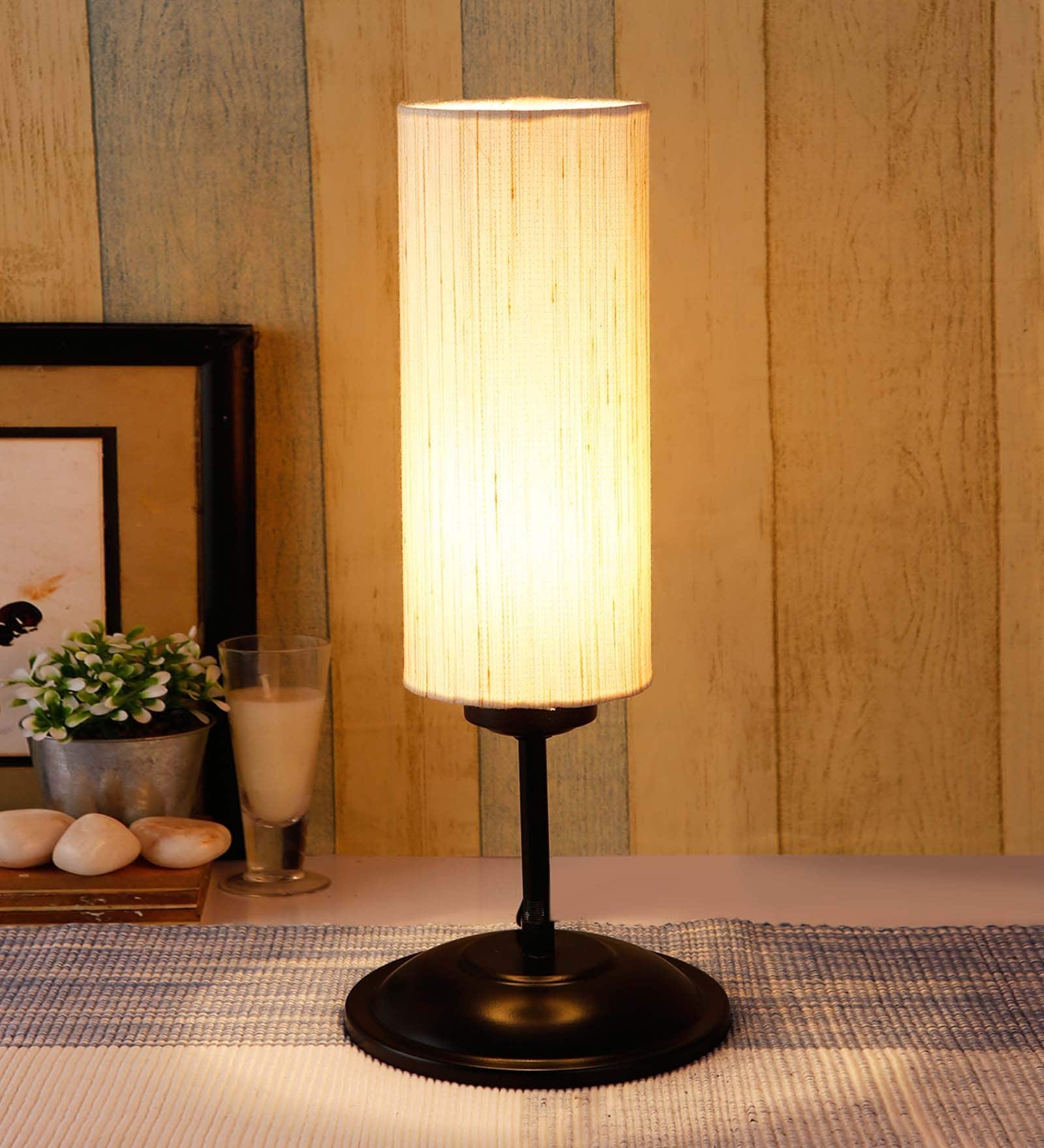Fangio Off White Cotton Shade Table Lamp With Iron Base
