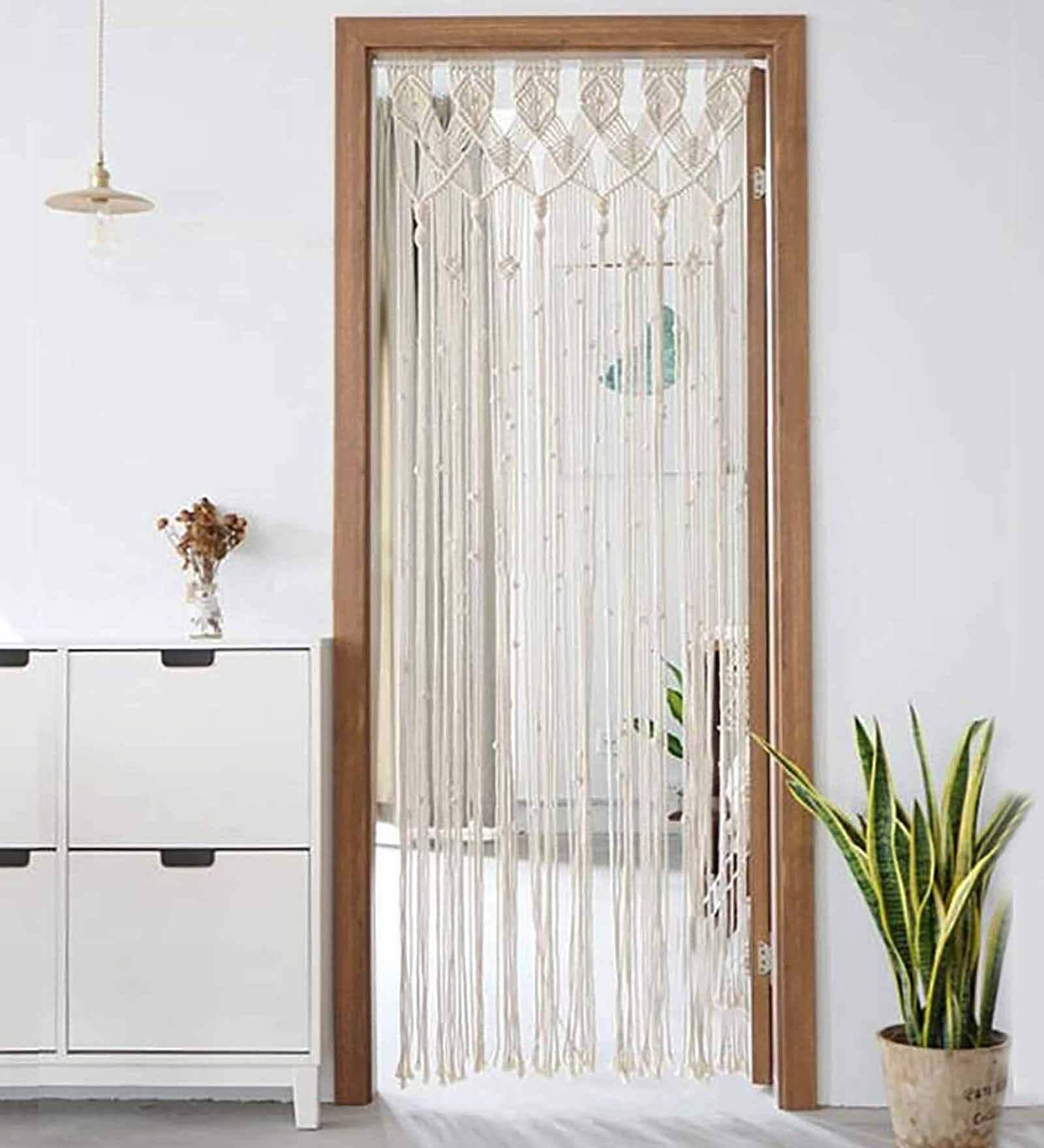 Buy Off White 100 Cotton 80x30 Inches Wall Hanging Bead Macrame