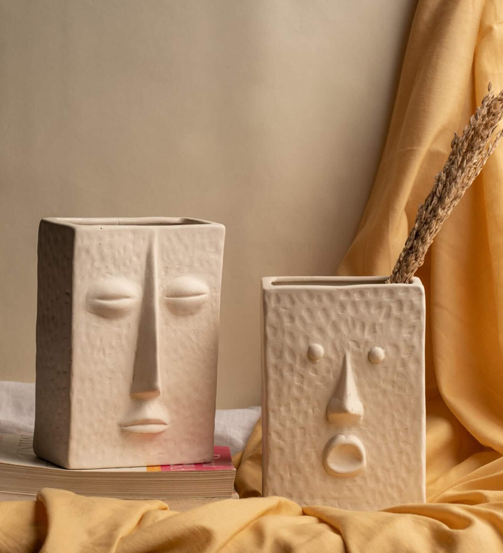 Off White Lawson Ceramic Glass Table Vase