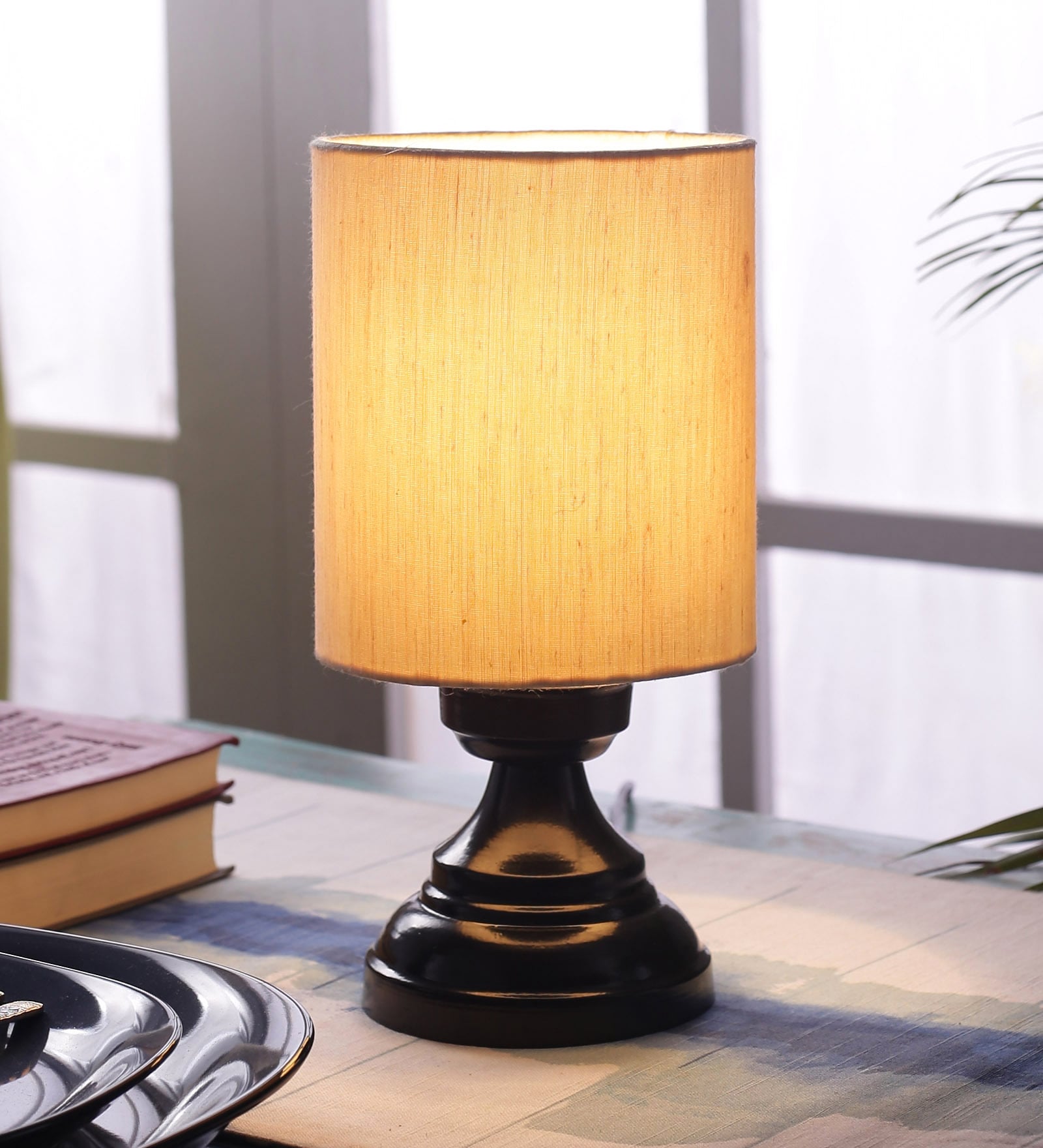 Buy Vrikshya Beige Fabric Shade Night Lamp With Metal Base at 41% OFF ...