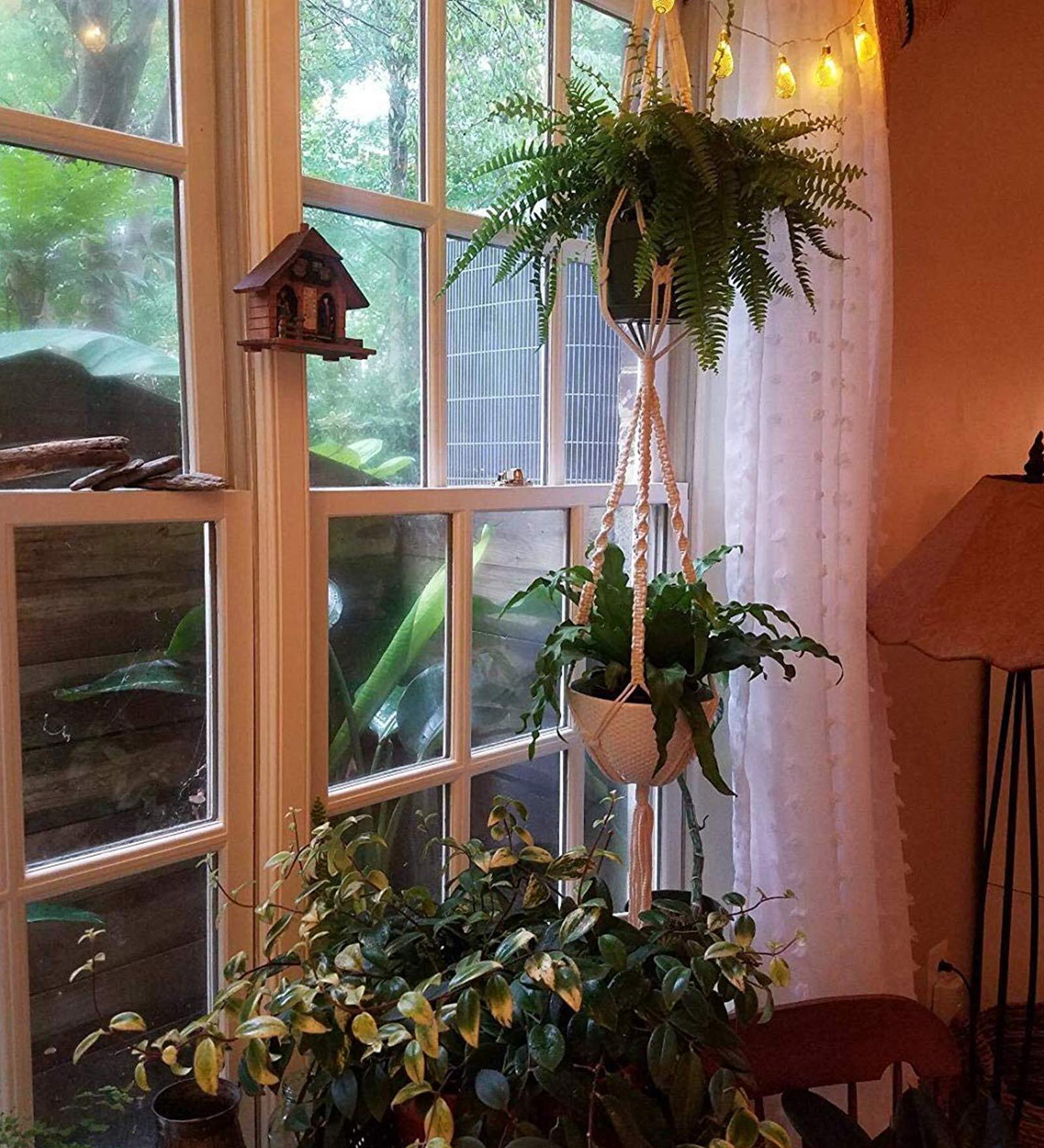 Off White Macrame Designer Hanging Planter