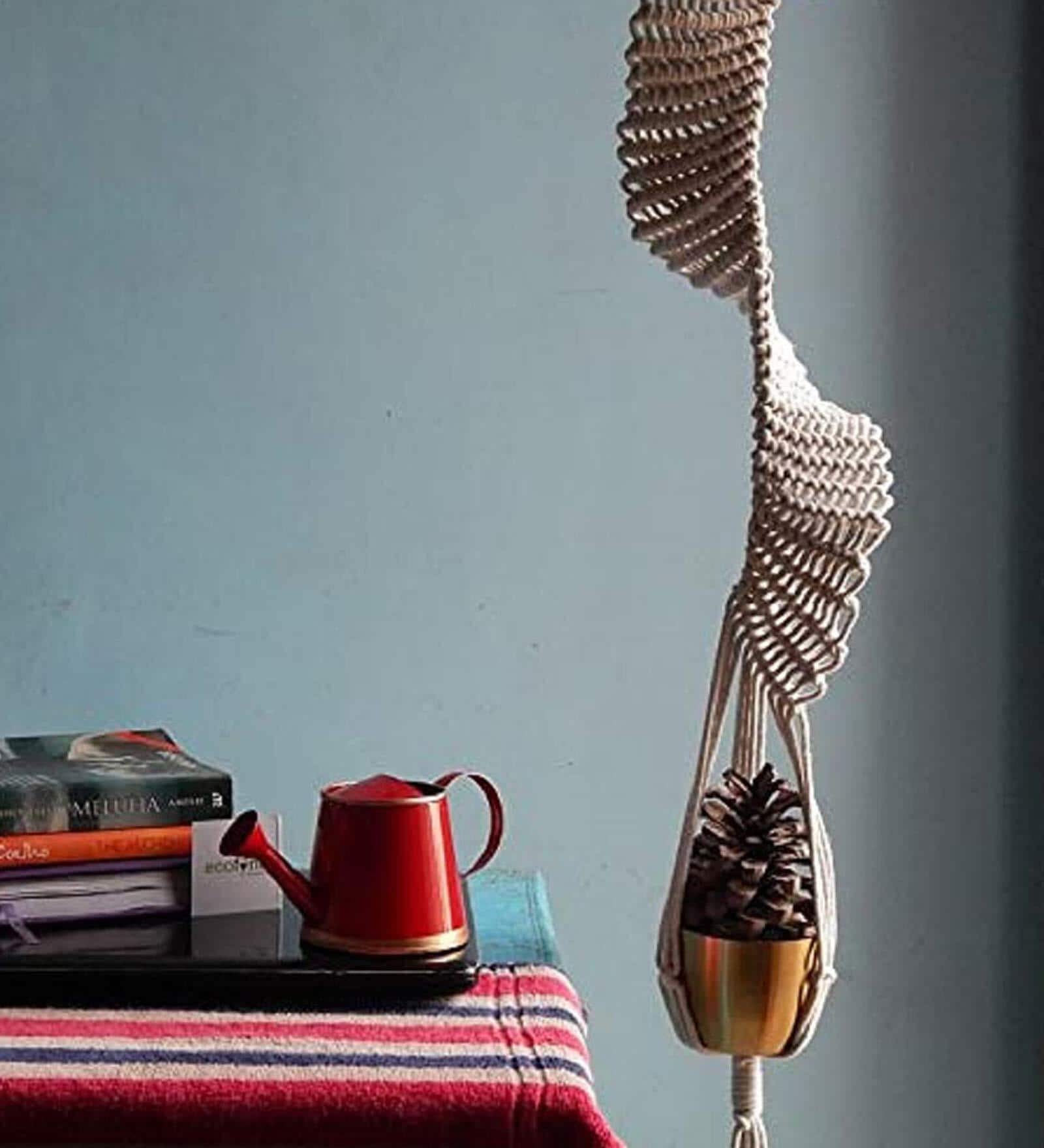 Off White Macrame Designer Hanging Planter