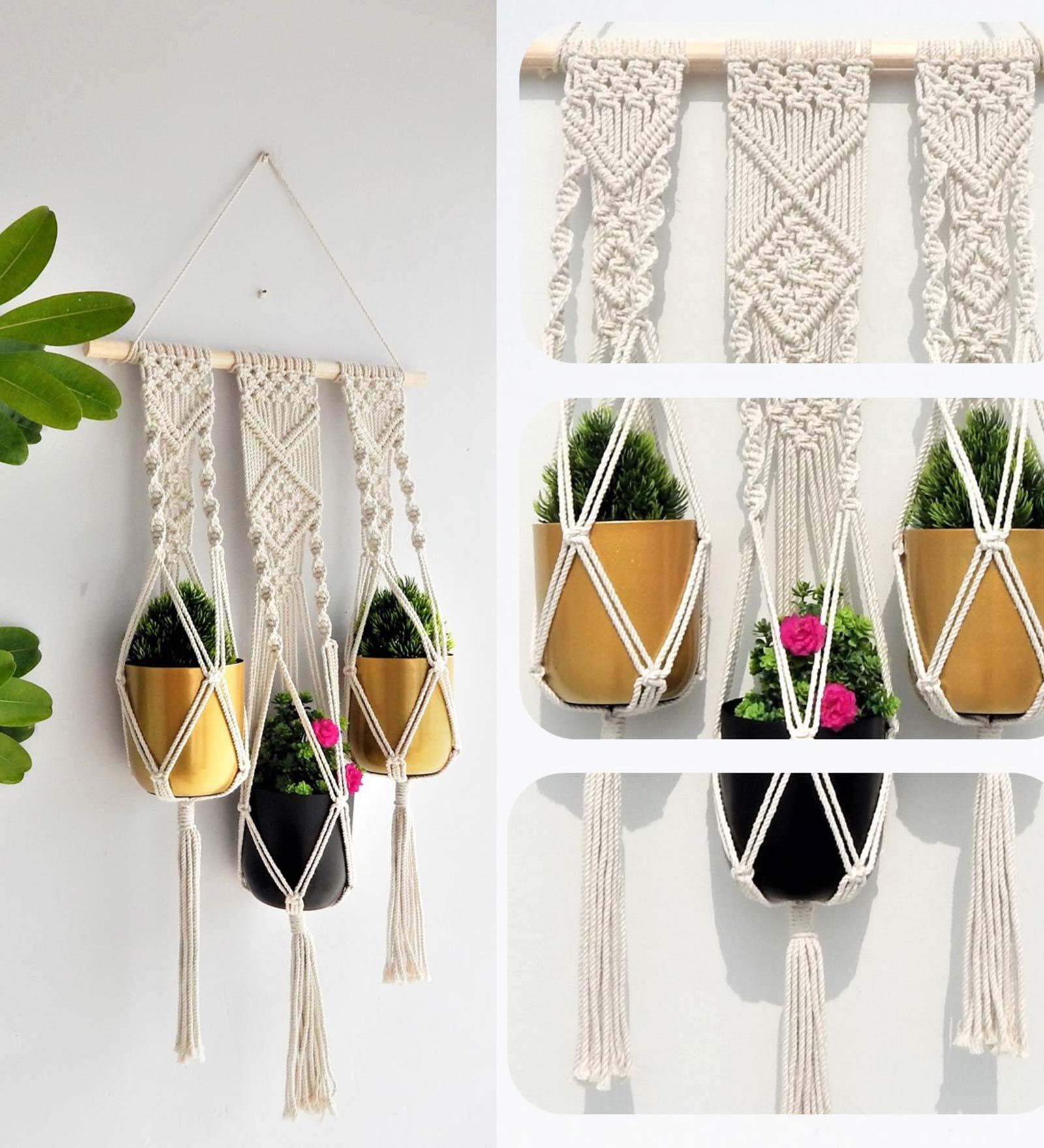 Off White Macrame Designer Planter Stand
