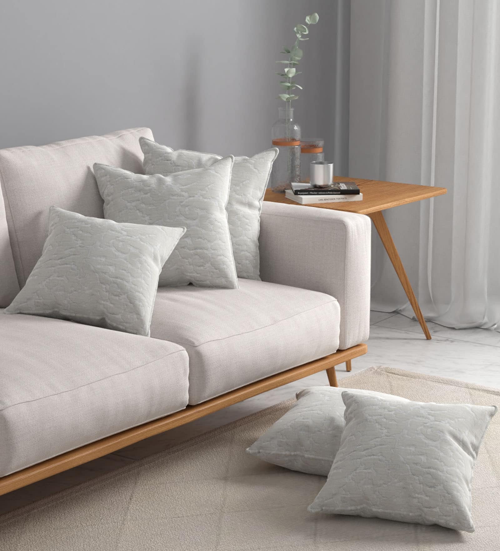 Off White Textured Polyester 16 x 16 Inches Cushion Covers (Set of 5)