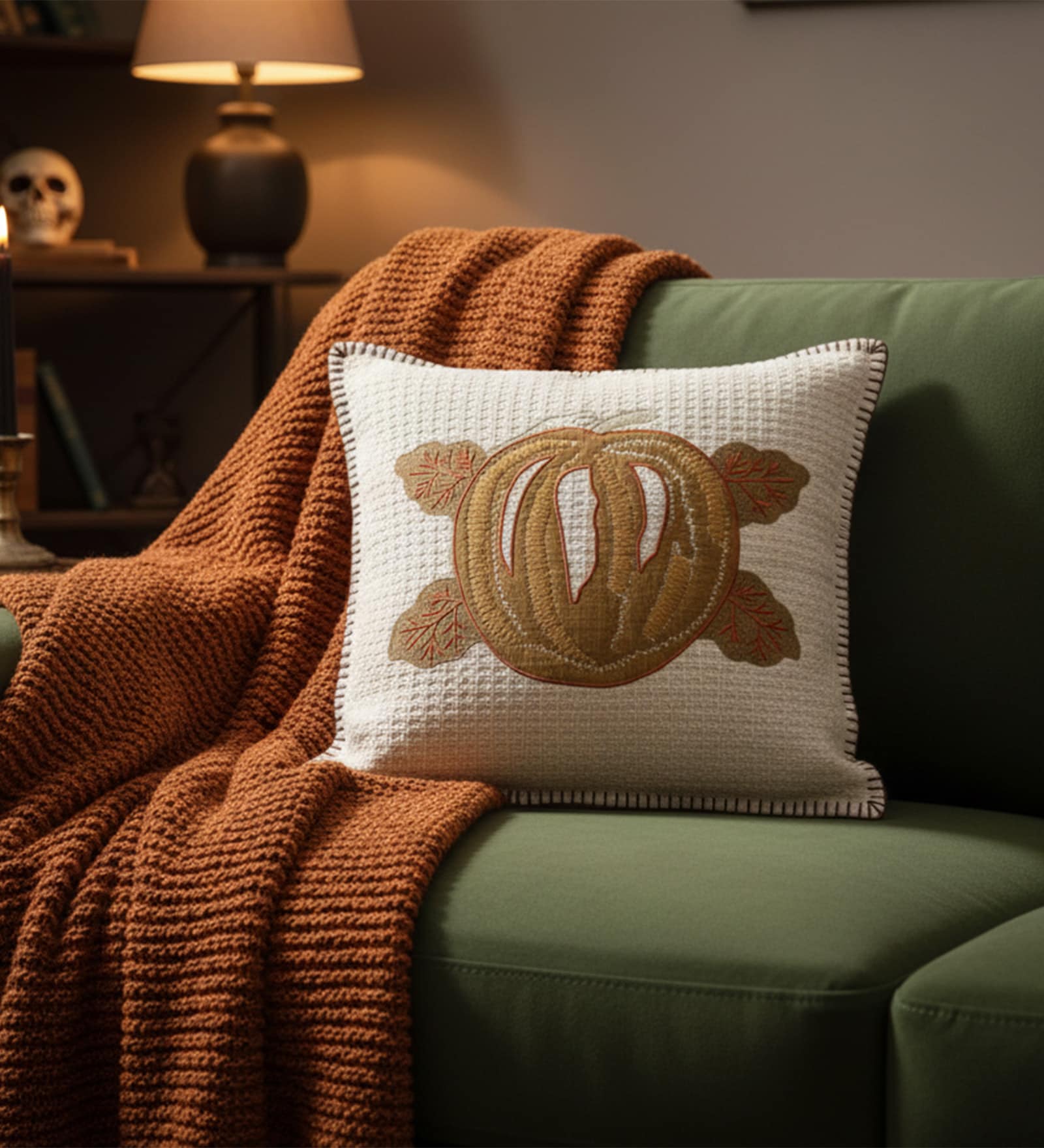 Off White Pumpkin Cotton Hand Crafted Cushion Covers