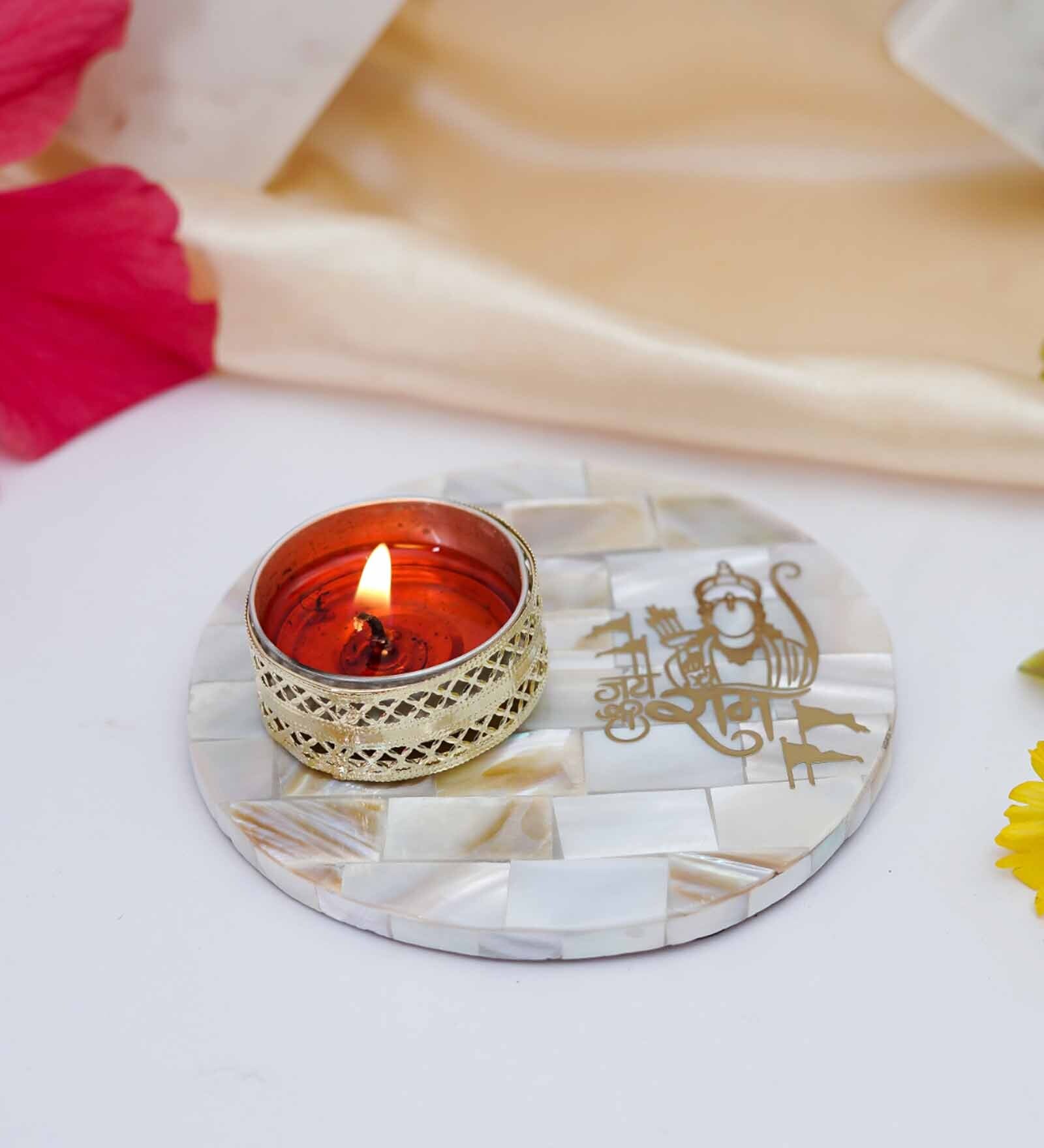 Off White Stone Figurine Tea light Holder