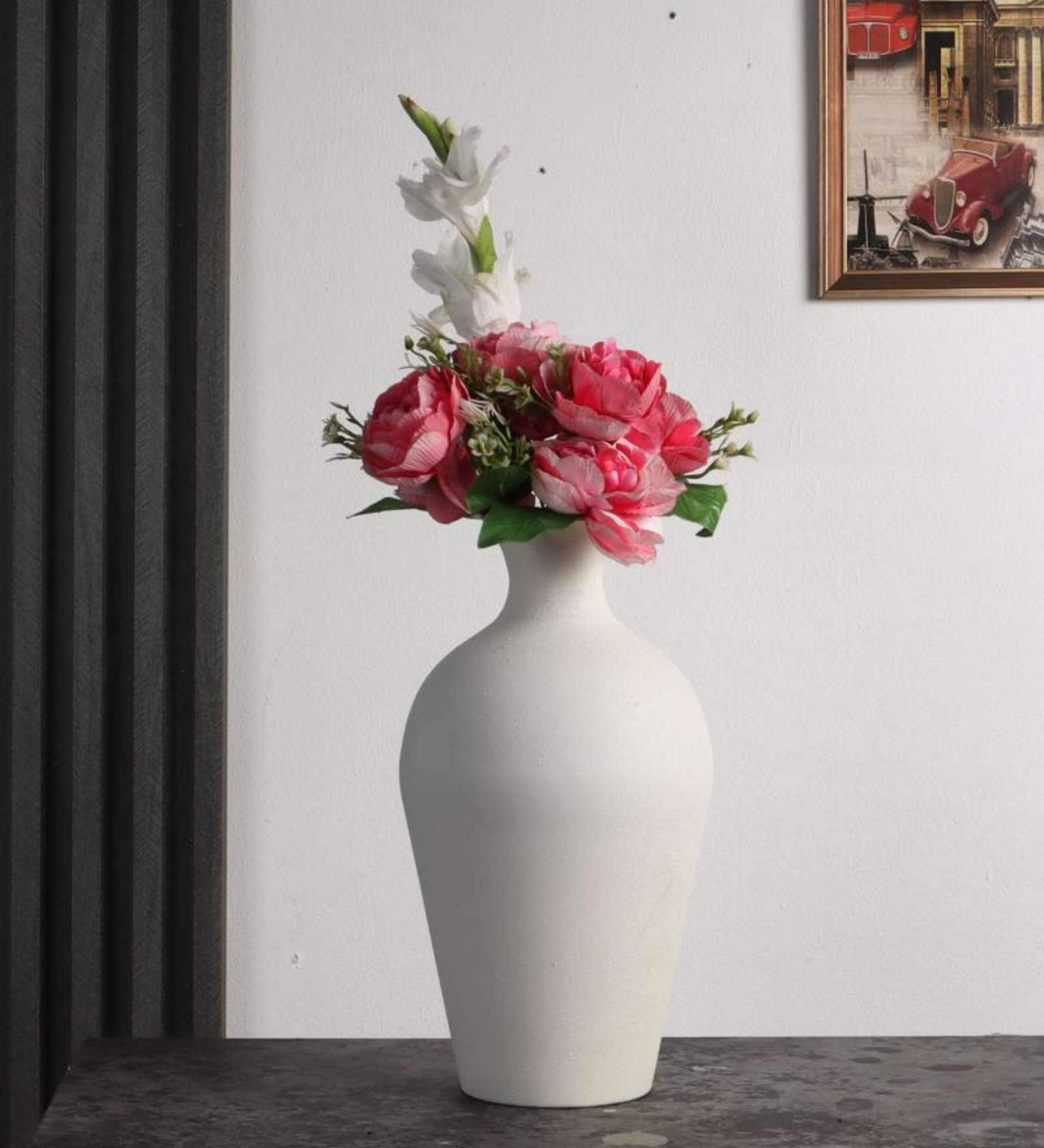 Off White Textured Flower Pot