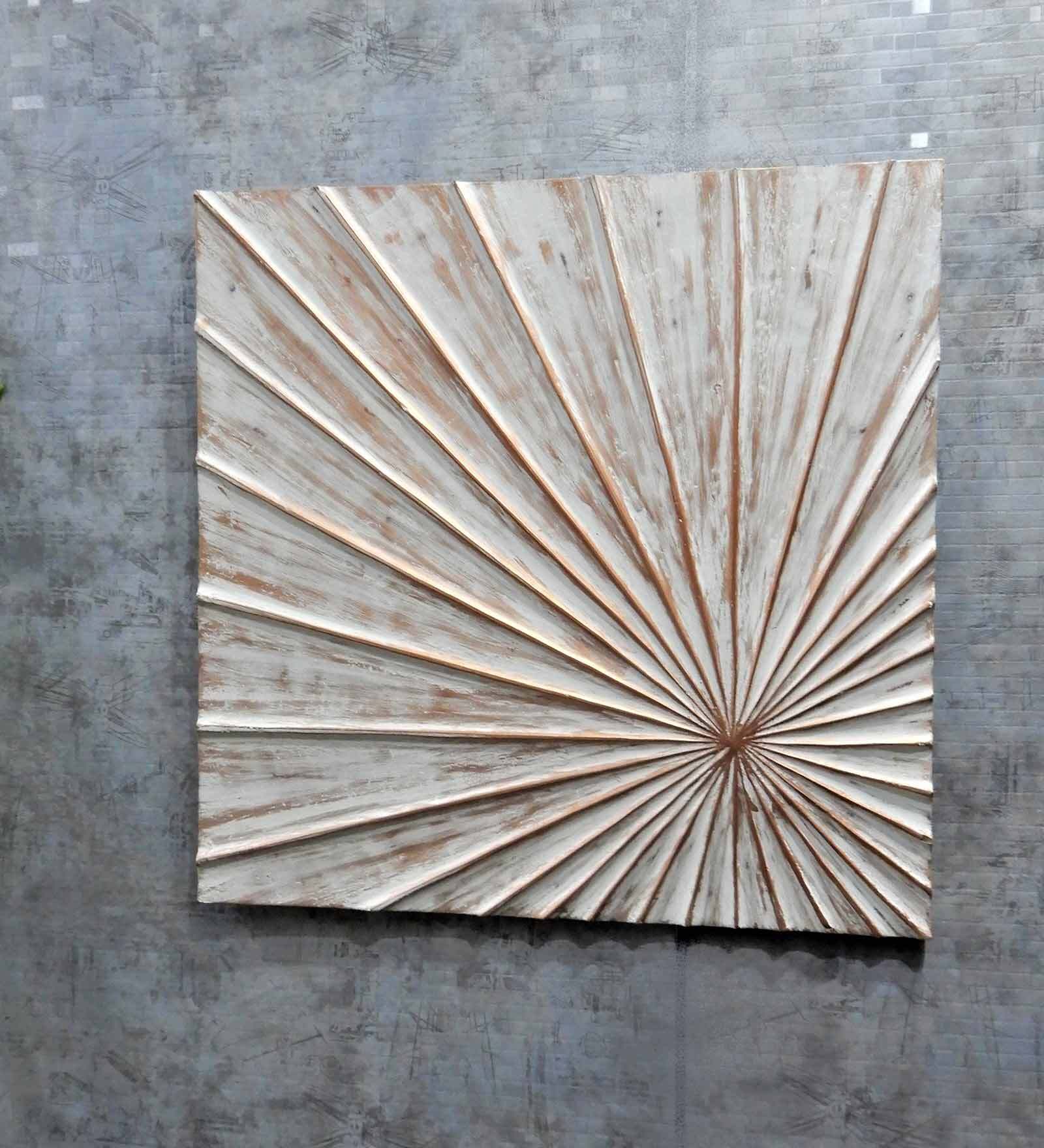 Offwhite Geometrical Pattern Wooden Wall Art
