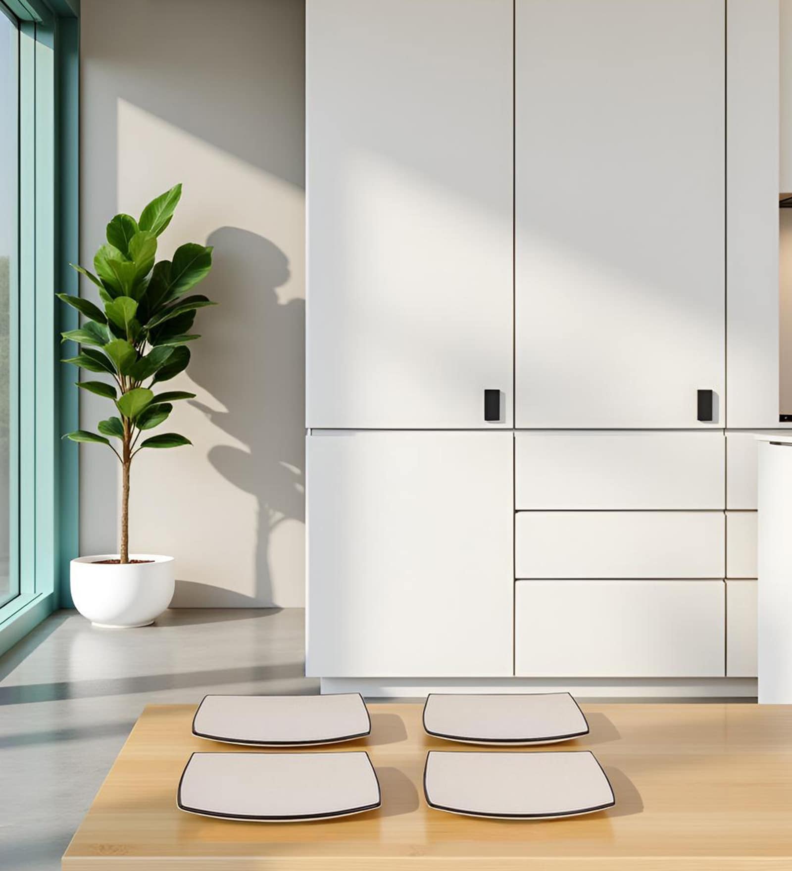 Offwhite Quarter Ceramic Plates Sets of 4 dinnerware Sets Plates