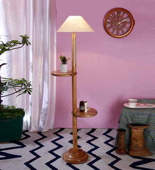 Off White Cotton Coolie Floor Lamp