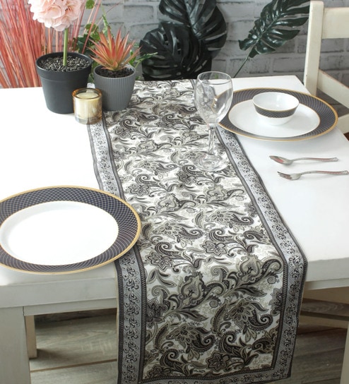 Off White 72x13 Polyester Table Runner