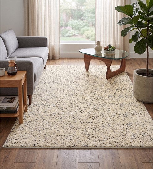 Off White Cosmos Microfiber Backing  3X5 Ft Floor Carpet