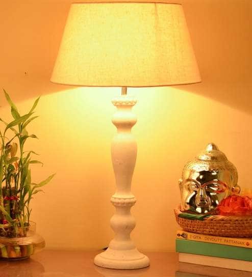 Off White Cotton Table Lamp