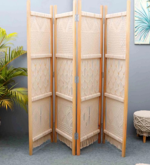 Off White Macrame Room Divider