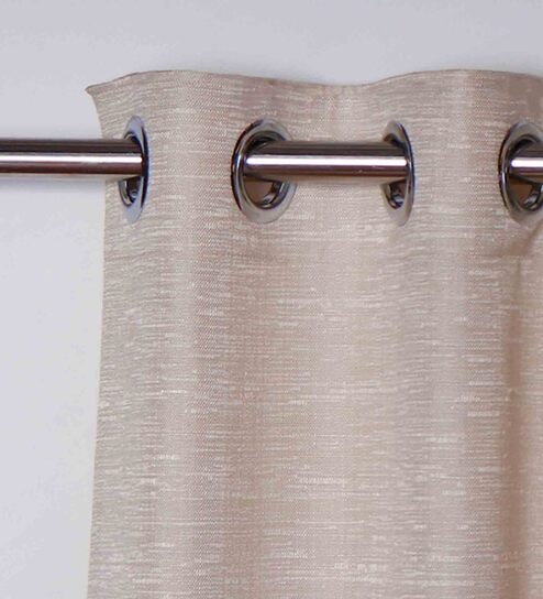 Brown Polyester solid 7Ft Blackout Eyelet 1 Pc Door Curtain by Zeba