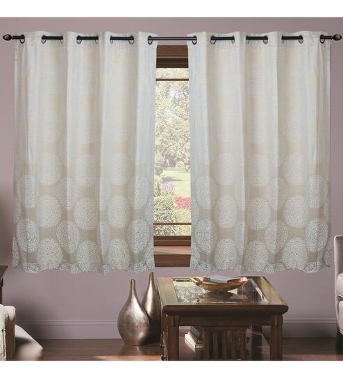 Buy Off White Polyester Window Curtains Set Of 2 By Alps Home
