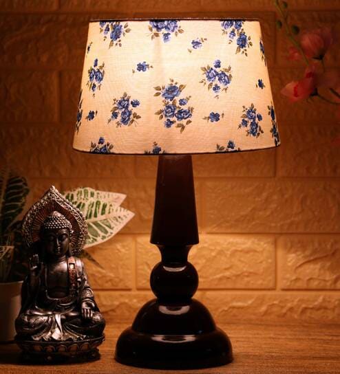 Petunia Off White Fabric Shade Night Lamp With Wood Base By BrightDaisy