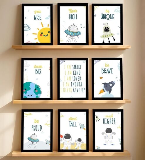 art street Kids Space Wall Art Framed Set of 9-picture-12