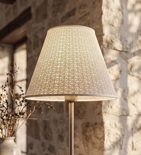 Beige Offset Polymer Lamp Shade