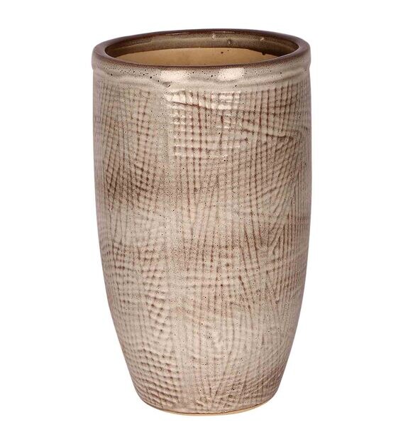 Buy Off White Ceramic Flower Vase Shape Planter by Justoriginals Online
