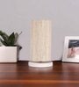 Off- White Cotton table lamp with White wood base -4