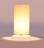 Off- White Cotton table lamp with White wood base -4