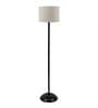 Off White & Beige Cotton and Polyvinyl Shade Floor Lamp with Black Base
