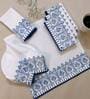 Off White & Indigo (14.5 x14.5 ) Crochet Hand Embroidery Cotton (Set of 6) Napkin Sets