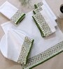 Off White & Olive (14.5 x14.5 ) Crochet Hand Embroidery Cotton (Set of 6) Napkin Sets