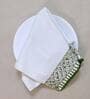Off White & Olive (14.5 x14.5 ) Crochet Hand Embroidery Cotton (Set of 6) Napkin Sets