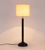 Off-White  Cotton  Shade Contemporary Table Lamp With Black  Base