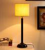 Off-White  Cotton  Shade Contemporary Table Lamp With Black  Base
