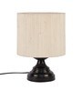 Off-White  Cotton  Shade Country Table Lamp With Black  Base