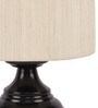 Off-White  Cotton  Shade Country Table Lamp With Black  Base