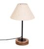 Off-White  Cotton  Shade Country Table Lamp With Natural  Base