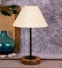 Off-White  Cotton  Shade Country Table Lamp With Natural  Base