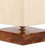 Off-White Cotton Shade Traditional Table Lamp With Natural Base