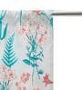 Off White Floral Cotton Blend 5 Ft Blackout Rod Pocket Window Curtain