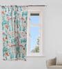 Off White Floral Cotton Blend 5 Ft Blackout Rod Pocket Window Curtain