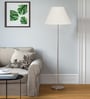 Off White Cotton Knife Pleated Cotton Shade Floor Lamp Steel Base