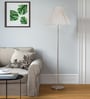 Off White Cotton Vintage Shade Floor Lamp Steel Base
